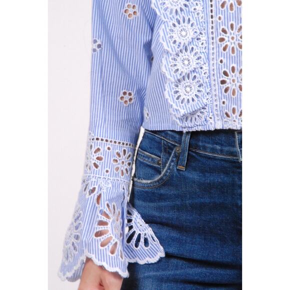 Sea Exploded New York Exploded Eyelet Ruffle Top Retail $ 345 Blue White - Picture 12 of 16
